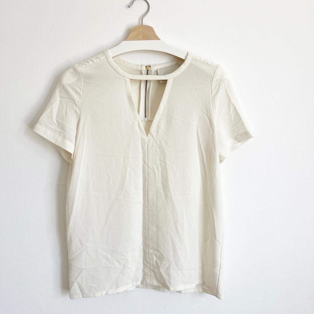 3.1 Phillip Lim Cutout Silk Sheer Short Sleeve Blouse
